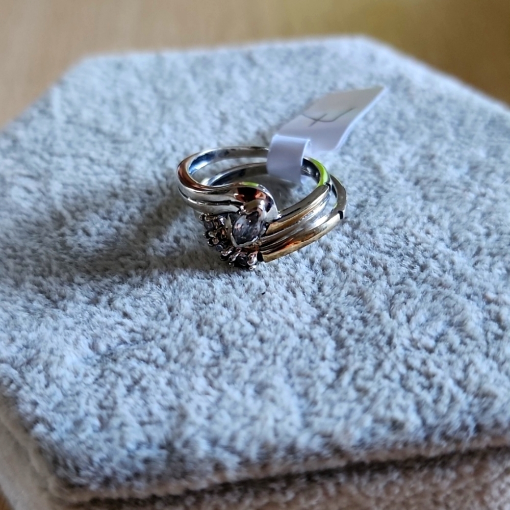 Sterling silver 2pcs rings set size 7